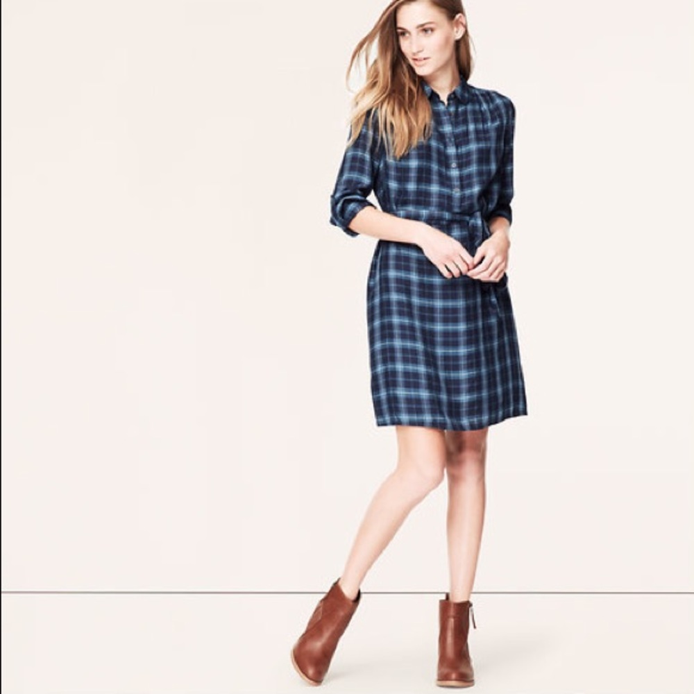 LOFT plaid shirtdress